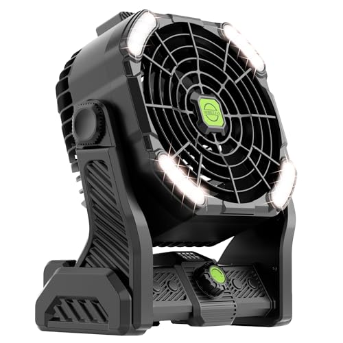Battery Powered Fan, 20000mAh Coldless Fan Rechargeable Fan Portable,270°Head Rotation Camping Fan with LED Light & Hook,Quiet USB Table Fan Battery Operated Fan Camping Fan for Tents Black X26 - color: X26 Black