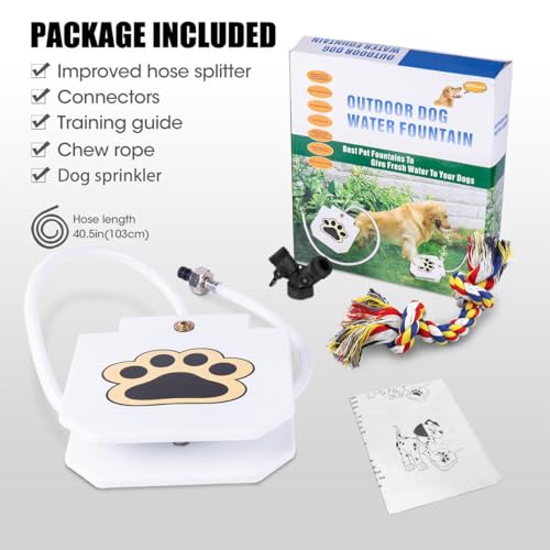 BACOENG Outdoor Dog Water Fountain Step On, Dog Sprinkler Paw Activated for Large Dogs, Pet Drinking Water Fountain with Upgraded Valve