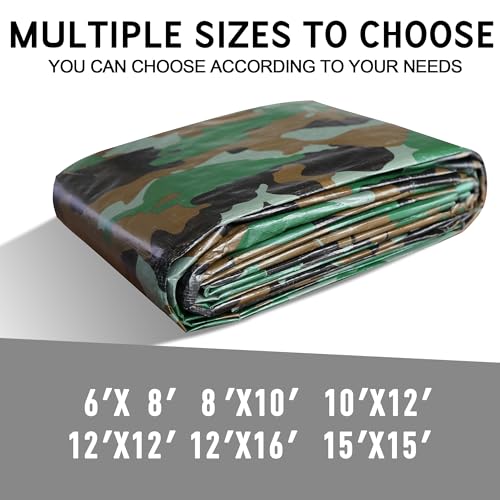 STARPYNG-7 Mil Camouflage 10x12 Feet Tarp-Multifunctional Camo Waterproof Tarpaulin-Waterproof, UV Resistant, Rip and Tear Resistant, Poly Tarpaulin with Reinforced Edges for Cover - color: Camo, size: 10x12FT