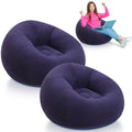 Lunmon 2 Pcs Small Bean Bag Chair Inflatable Chair Blow up Games Sofa Foldable Flocking Inflatable Lazy Sofa Portable Blow up Lounger for Living Room Bedroom (Blue) - color: Blue