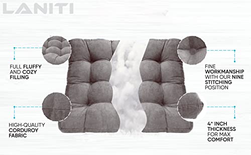 LANITI 24” Inch Extra Large Floor Cushions Tufted Floor Pillow for Adults Square Meditation Ultimate Comfort Oversized Pillows for Floor Cushion (Charcoal) - color: Charcoal