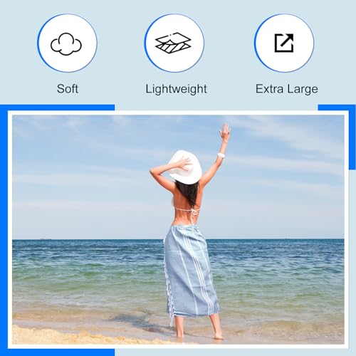 YSYJ Turkish Beach Towel 6 Pack Beach Towels 36"x71" Beach Towel Oversized Sand Free Turkish Towel Quick Dry Bath Towels Blue - color: Blue, size: 36"x71"- 6 Pack
