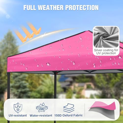 6x4 Pop Up Canopy Tent, Instant Portable Beach Canopy, Outdoor Tent with Carry Bag for Camping, Sports, Tailgating, Events, Pink - color: Pink, size: W/O Wall
