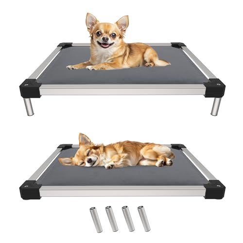 FXW TitanNest Chew-Proof Elevated Dog Bed, Raised Cot for Indoor/Outdoor/Camping Use, Durable & Washable Padded Pet Bed for Toy Dogs, 24.0" L x 20.0" W x 4.1" H, Gray - color: Gray, size: Xxs-toy Dog (24.0"l X 20.0"w X 4.1"h)