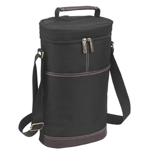 Picnic at Ascot - Insulated 2 Bottle Travel Wine Tote with Corkscrew & Shoulder Strap -Black - color: Black