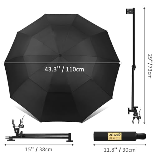 UPF 50+ Beach Umbrella with Adjustable Universal Clamp - style: Double Layer/Manual/L