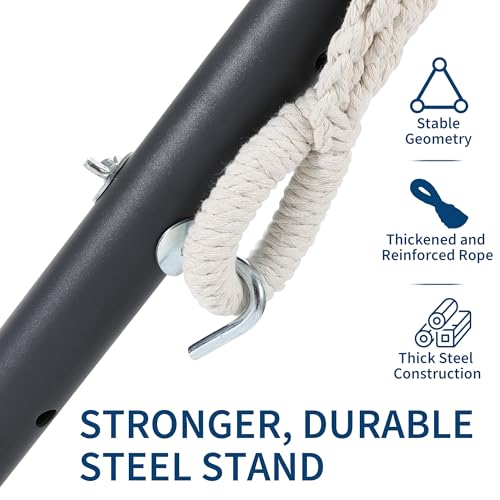 Double Hammock with Steel Stand - 2 Person Hammock Bed Indoor Outdoor, Brazilian-Style, with Carry Bag, 450lb Capacity, Portable & Easy Assembly, Tropical - color: Tropical