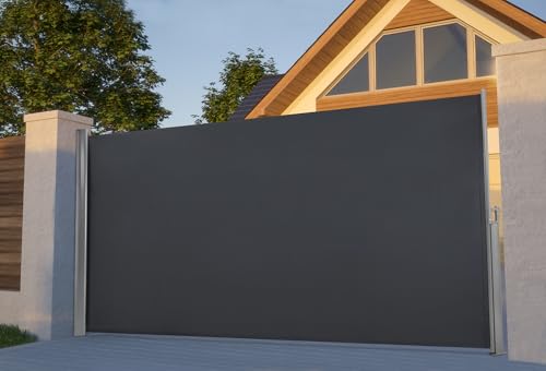 MCombo Aluminium Patio Retractable Side Awning, Fully Assembled Waterproof Sunshade Privacy Screen for Garden, Balcony and Pools (Dark Grey, 78"x138") - color: Dark Grey, size: 78"x138"