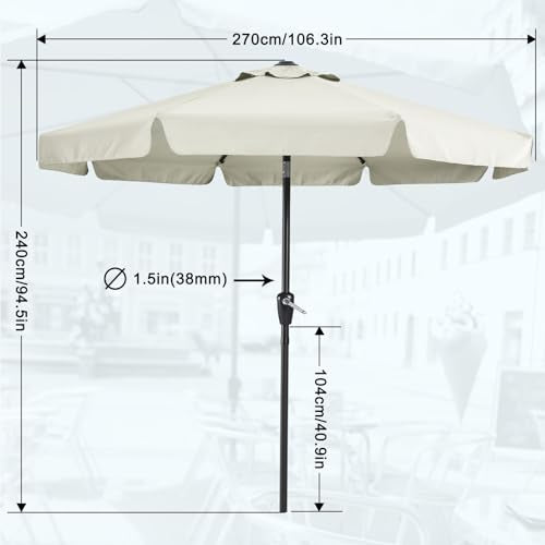 MASTERCANOPY Valance Patio Umbrella for Outdoor Table Market -8 Ribs (9ft, Light Beige) - color: Light Beige, size: 9FT