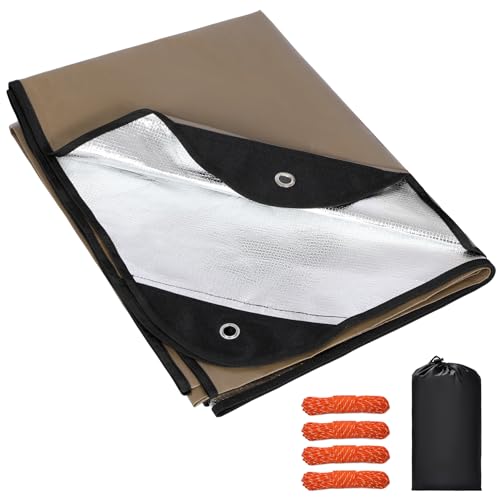 RedSwing Heavy Duty Survival Blanket, Waterproof Emergency Thermal Tarp, Multipurpose Reflective Insulated All Weather Blankets for Camping Hiking, Brown - color: Brown 83''x59''