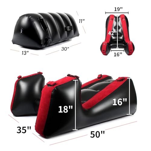 Inflatable Sofa with Pillow Cushion， Inflatable Sofa Bed，Portable Inflatable Sofa Lounge Chair ，Inflatable Sofa Relaxation, Onesize, AX33167 - color: Cushion Red