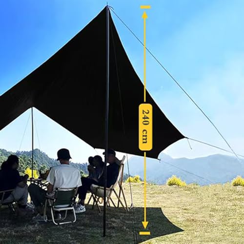 16x16 ft Large Camping Tarp with Poles Waterproof Hammock Rain Fly Camping Awning Sun Shelter (Black, Without Poles) - color: Black, size: Without Poles