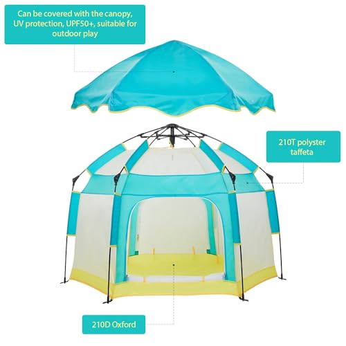 Bend River Baby Playpen with Canopy, Portable Baby Beach Tent, Toddler Play Yard Indoor and Outdoor, Foldable Mosquito Net for Infant - Green - color: Green