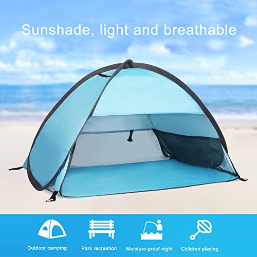 Pop Up Dog Beach Tent,Mini Head Tent,can be Fixed Small Dog Beach Sun Shelters Tent,shelter for cat,Waterproof and Breathable Mobile Phone Stand with Nails - color: Sky Blue-Breathable-27.5in