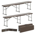 6ft Plastic Folding Bench with Carrying Handle & Lock, Portable Outdoor Bench in Garden Picnic Camping Dining Party Seat, Waterproof Bench for Soccer Activities, Ratten Patterned(2 Pack) - size: 2Pack Ratten