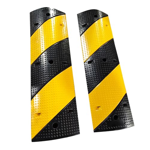 3.3FT Rubber Speed Bump, 2 Pack 2 Channel Heavy Duty Recycled Rubber Temporary Speed Bumps,22000 LBS Load Capacity, Industrial-Grade Traffic Calming Hump for Parking Lots, Garages & Roads