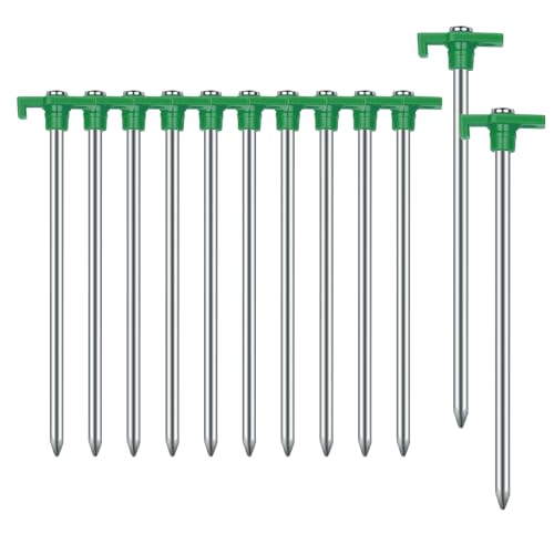 Tent Stakes Camping Stakes,AVOFOREST 7.1inch Non-Rust Metal Tent Pegs Ground Stakes Tent Spikes Camping,Garden,Hiking Green (Green 12pcs, 7.1IN) - color: Green 12pcs, size: 7.1 IN