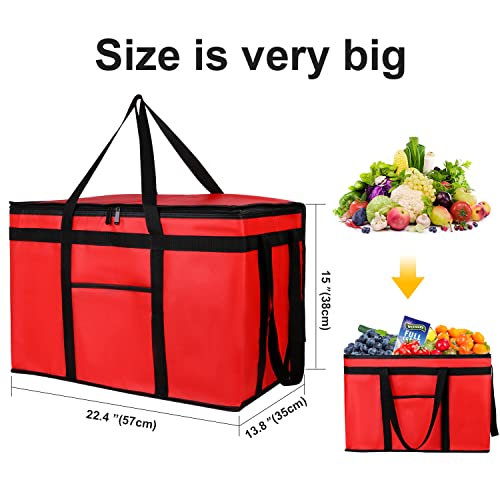 musbus 4 PACK 22x14x13 XXXL Insulated Food Delivery Bag Cooler Bags Keep Food Warm Catering Therma for doordash Catering Cooler Bags Therma Catering Shopper hot Red 22w x 14 lx 13d - color: Red, size: XXX-Large（24W x 15H x 14D）