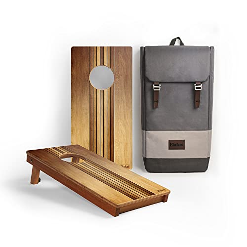 Elakai National Parks Series Premium Travel Cornhole Boards with Carry Case Backpack 1x2 - color: Retro Woody 1x2