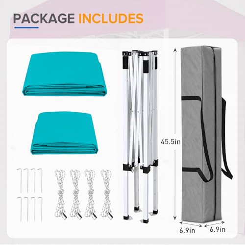 EAGLE PEAK Pop up Canopy 5x5, Outdoor Portable Canopy Tent with One Removable Sunwall, Carry Bag Included, Turquoise - color: Turquoise