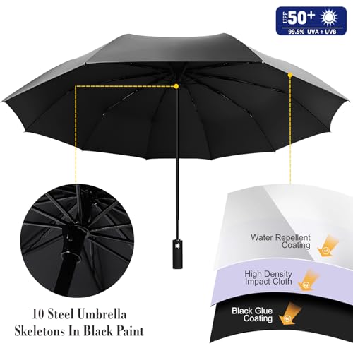 UPF 50+ Beach Umbrella with Adjustable Universal Clamp - style: Auto/XL