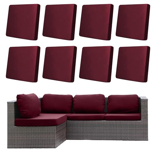 8Pcs Outdoor Cushion Covers, Patio Cushion Covers,Stretch Elastic Slipcovers, Replacement Washable & Reusable Furniture Protector for Patio Couch (Claret,Cover Only) - color: Claret, size: 8Pcs-Solid color