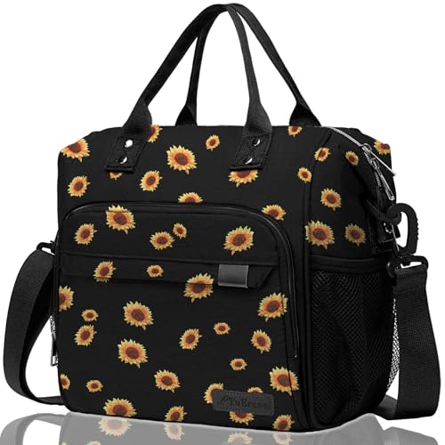 TuErCao Sunflower Lunch Box for Women, Adult Insulated Lunch Bag for Work for Teacher Nurse Mom, Ladies Lunch Tote Bag, Loncheras para Mujer de Trabajo - color: A23: Sunflower, size: Large