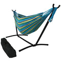 Sunnydaze Double Brazilian Hammock with Stand and Carrying Case - 400-Pound Capacity - Black Stand - Sea Grass - color: Sea Grass