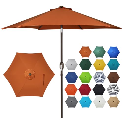 Blissun 7.5 ft Patio Umbrella, Yard Umbrella, Outdoor Market Umbrella with Push Button Tilt Crank, Rust - color: Rust