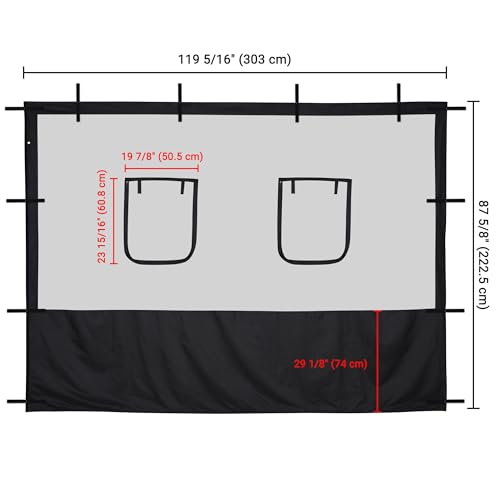 Yescom 8Pcs Pop Up Canopy Half Mesh Sidewall with Window 10x10Ft for Food Booth Commercial Vendor Shelter Mesh Enclosures Screened Walls - color: Black-2 sets, size: 10x10 Ft