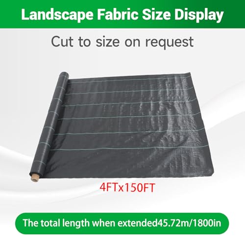 Weed Barrier Fabric Planting Cover - 4 x 150 FT Heavy Duty Landscape Fabric Ground Cover Block for Outdoor Planting - size: 4 x 150 FT