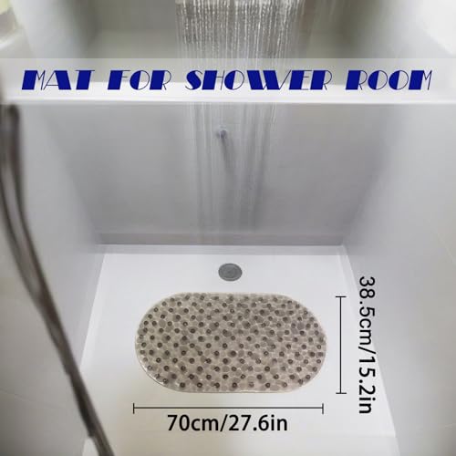 Anti-Slip Bathtub Mats Shower Bathroom Pad Floor Long Mat,Stone Texture Design with Large Suction Cup Bath Tub/Shower Room/Shower Safety Mats,BPA Free for Kids Bath Rugs/Bath Accessories