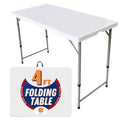 Folding Table Indoor Outdoor Heavy Duty Portable Folding Plastic Dining Table w/Handle, Lock for Picnic, Party, Camping - White (4ft, 6ft, 8ft) (4ft) - size: 4 ft