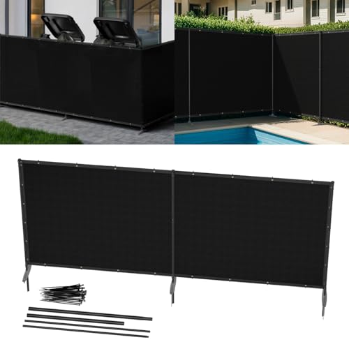 6' x 12' Black Outdoor Privacy Screen Freestanding 240 GSM Privacy Fence Panels for Outside, Pool Fences with Poles, Backyard Temporary Fencing, Privacy Wall Ground Pole Fence - color: Black, size: 0 6' x 12'