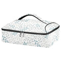 Leaves Blue Gray White Pizza Bag Thermal Tote Plants Natural Flowers Insulated Casserole Cookware Carrier for Hot or Cold Food Fits 15" x 11" Baking Dish for Pockluck, Parties, Picnic, and Cookouts - color: Leaves