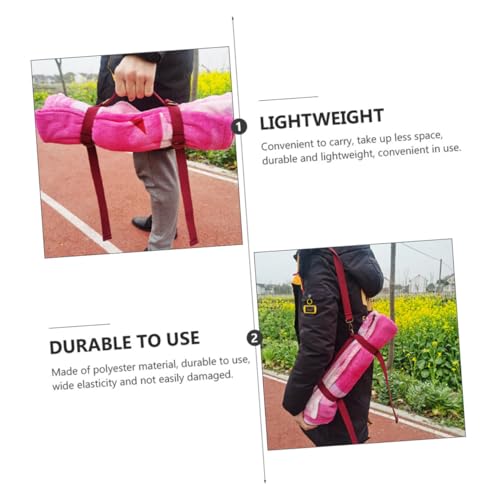 Beavorty Picnic Blanket Carry Strap Elastic Sturdy Polyester Binding Strap with Handle for Outdoor Travel and Yoga Mat Carrying