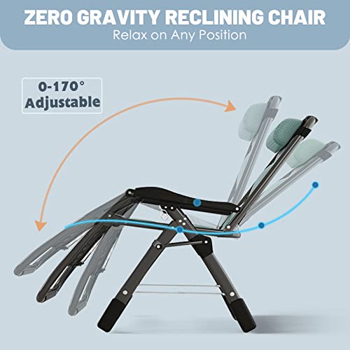 Slsy Zero Gravity Chair, Lounge Chair with Removable Cushion & Tray for Indoor and Outdoor, Patio Recliner, Folding Reclining Chair for Adults, Pacific Green - color: Pacific Green, style: Zero Gravity Chair