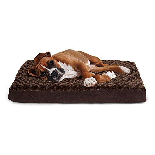 FurHaven Supportive Cooling Memory Foam Classic Mattress Dog Bed with Washable & Removable Cover - Plush Faux Fur/Suede Mattress - Gray, Dogs Up to 35 lbs - Medium - color: Ultra Plush Curly Faux Fur (Gray), size: Medium