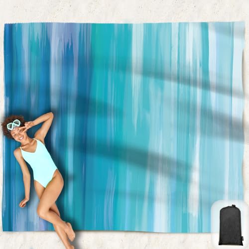 Beach Blanket Waterproof Sandproof Oversized 95”x 80”,Sand Free Beach Mat with Corner Pockets,Portable Mesh Bag for Travel and Outdoor Camping (Dreamsea) (Dreamsea) - color: Dreamsea