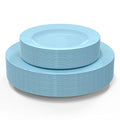 POSATE 60PCS Baby Blue Disposable Plastic Plates, Heavy Duty Plates for Wedding/Party, 30PCS Dinner Plates 10.25’’ and 30PCS Dessert/Salad Plates 7.5’’, Blue Plates for Party Event - color: Light Bule