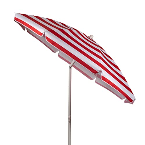 PICNIC TIME 5.5 Ft Portable Beach Umbrella, Lightweight UV Protection Sunshade with Tilt Pole & Carry Bag, Outdoor Canopy Umbrella for Beach, Sand, Pool, Patio, Camping, Travel, or Backyard Shade, (Red & White Cabana Stripe) - color: Red Cabana Stripe