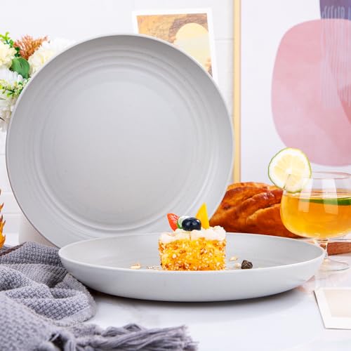 Supernal 16pcs Grey Wheat Straw Plates - Hard Plastic, Unbreakable Dinner Plates, Dishwasher & Microwave Safe for Camping, Picnic - color: Gray