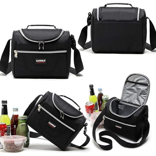 Insulated Cooler Lunch Bag 1.85gal/7L Black Reusable Lunch Box Tote for work Picnic Camping Gym Travel - color: 7L Black