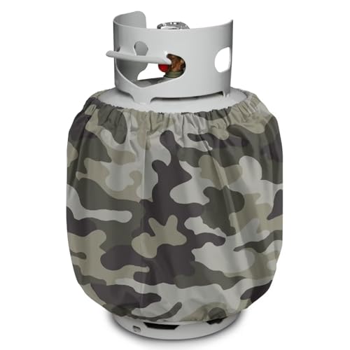 Camo Propane Tank Cover Fits Standard 20 lb Tank Cylinde Travel Trailer Propane Covers with Elastic Slip in Gas Cover Water & Wear-Resistant for Outdoor and Indoor Use - color: Camo