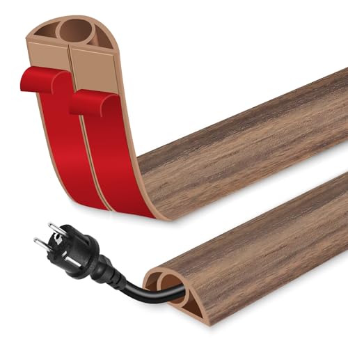 Floor Cord Cover for Wires on Floor Self Adhesive Cord Hider Floor Cable Management Wire Covers for Cords Protector Prevent Cable Trips Cord Cavity W 0.32" x H 0.32", Misty Brown Wood, 3.3Ft - color: Misty Brown Wood, size: 0.78 In x 3.3 Ft