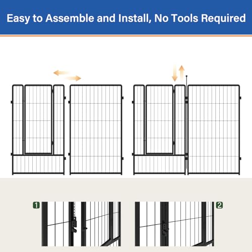 Dog Playpen 24 inch 12 Panels for Indoor & Outdoor Use – Heavy-Duty Metal Pet Fence with Ground Stakes, Rounded Ball Tops for Safety, Stable & Foldable Design, Easy to Assemble - size: 24inch, style: 12 Panels