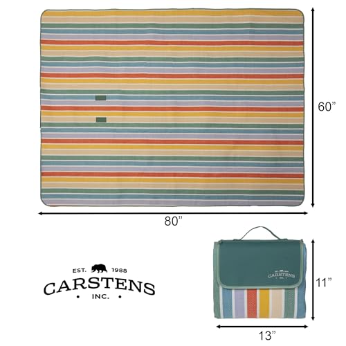 Carstens, Inc. Easy Pack Water Resistant Sandproof Woven Picnic Blanket, Lightweight Foldable Outdoor Camping Beach Mat, Large 60"x80", Day at The Beach - color: Day at the Beach