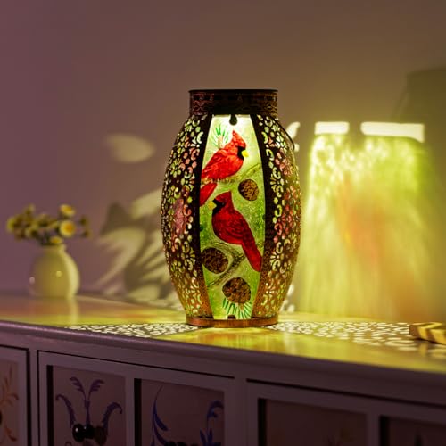 STARSOUL Solar Lantern Outdoor Waterproof, Hanging Solar Lantern for Patio Yard Decor, Cardinal Garden Decor, Cardinal Gift for Women Mom Grandma - color: Cardinal-A