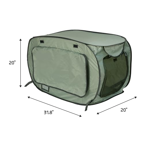 SportPet Designs Soft-Sided Pop-Open Pet Kennel, Medium Portable Travel Crate for Cats & Dogs up to 50 lbs, Foldable Car Kennel with Seatbelt Straps & Washable Waterproof Pad, Green - color: Green