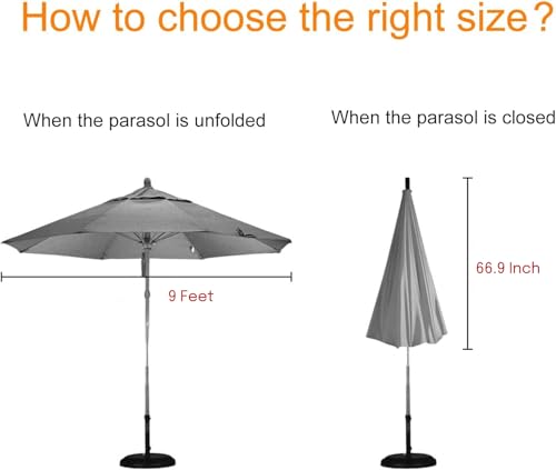 OKPOW Umbrella Covers for Outdoor Umbrellas - Small Patio Umbrella Cover for 6 ft to 9 ft Outdoor Table Umbrella - Waterproof Windproof Anti-UV Garden Parasol Covers, Black - color: Black